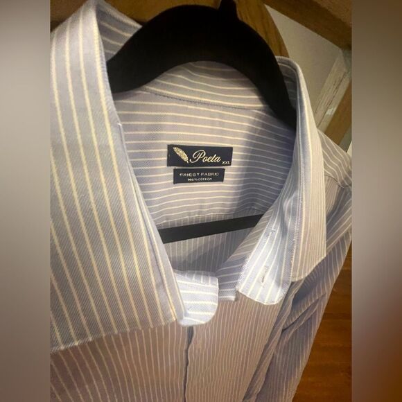 Poeta men’s blue and white striped button-down size XXL - Picture 3 of 7